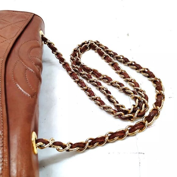 (R784) Chanel Shoulder Bag Chain Brown Lamb Skin - Picture 4 of 8